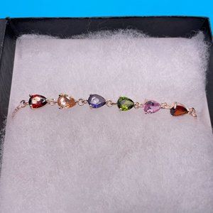 Multi-Color Crystal Rose Gold Bracelet w/Gift Box - NEW